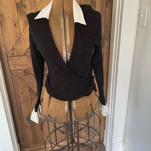 Black and White Women's Wrap Top